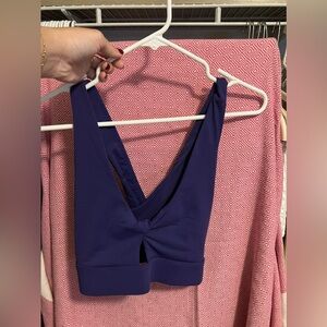 purple fabletics sports bra